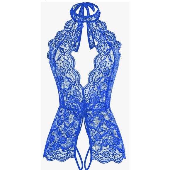 Other - Ababoon Women One Piece Lingerie Lace Sexy Baby Dolls Teddy Sleepwear Teal M NWT